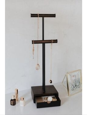 Umbra Pillar Jewelry Stand Black/Walnut
